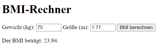 BMI Rechner Beispiel