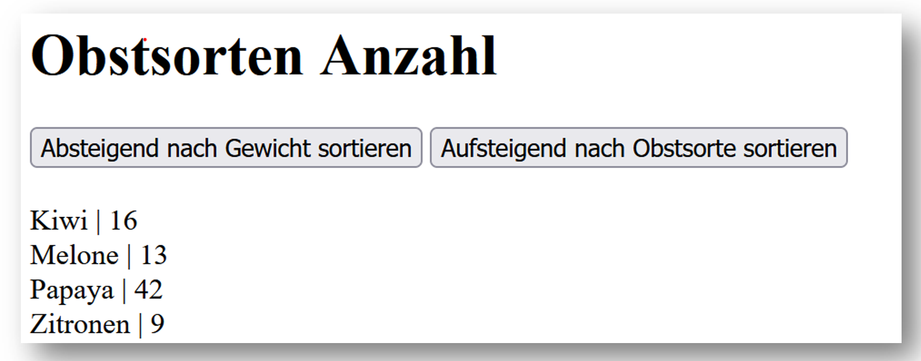 Obst Array sortieren