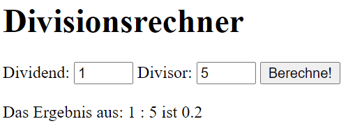 Divisionsrechner Beispiel