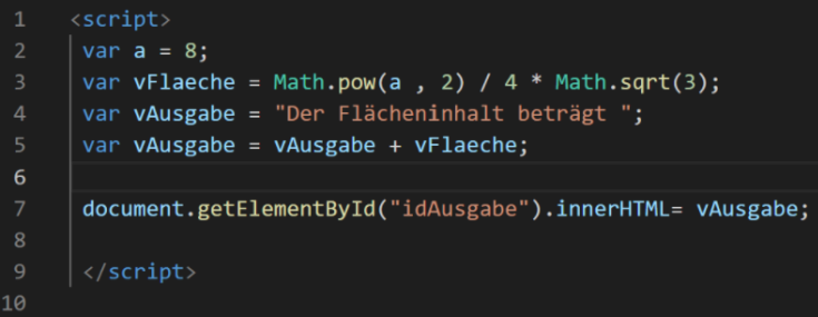JavaScript-Code zur Berechnung